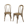Chaise en bois et rotin arrondie marron vieilli x 2