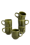 6er-Set Becher aus grüner Keramik 316ml