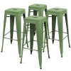 Lot de 4 tabourets de jardin en métal mat vert cactus