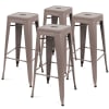 Lot de 4 tabourets de jardin en métal mat taupe