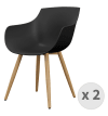 Chaise Coque Noire, pieds métal chêne (x2)