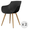 Sedia nera, gambe in metallo rovere (x2)
