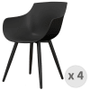 Chaise Coque noire, pieds métal noir (x4)