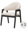 Chaise en tissu bouclette Ecru et bois noir (x2)