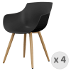 Chaise Coque Noire, pieds métal chêne (x4)