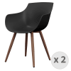Chaise Coque Noire, pieds métal noyer (x2)