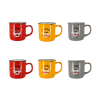 Lot de 6 mugs à café en grès - 3 couleurs assorties 33cl