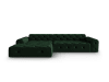 Canapé d'angle gauche 4 places en tissu velours vert foncé