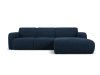 Canapé d'angle droit 4 places en tissu bouclé bleu foncé