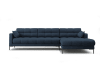 Canapé d'angle droit 5 places en tissu structurel bleu