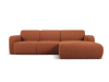 Canapé d'angle droit 4 places en tissu bouclé marron