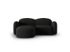 Canapé d'angle gauche 3 places en tissu chenille mélange noir