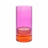 Photophore en verre soufflé rose et rouge h19.5cm
