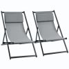 Set 2 sedie sdraio pieghevoli e reclinabili in alluminio grigio