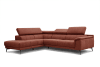 Canapé d'angle gauche 5 places tissu rouge