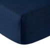 Drap housse lin bleu de chine 160x200 cm