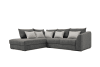 Canapé d'angle gauche 5 places convertible tissu gris