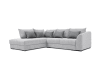Canapé d'angle gauche 5 places convertible tissu gris clair