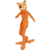 Estatuilla astronauta patinador de cerámica esmaltada naranja 33cm
