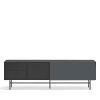 Meuble TV avec porte coulissante en bois L180 cm gris et noir