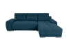 Canapé d'angle droit 3 places convertible avec coffre - Tissu Bleu