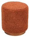 Pouf en bouclettes terracotta et base en bois