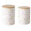 Vorratsdosen mit Blumenmuster aus Keramik, 2er-Set, weiß
