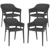 Set 4 sedie da giardino impilabili con braccioli in plastica nero