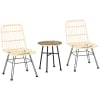 Set Giardino HAPPYGRILL 3 Pezzi In Rattan Sintetico - 2 Sedie Con Cuscini E Tavolino In Vetro - Marrone - Per Balcone, Terrazzo, Cortile E Piscina
