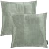 Housses de coussin velours côtelé vert sauge - Lot de 2 - 45x45