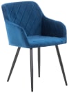 Chaise de salle à manger avec accoudoirs en velours Bleu