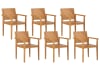 Lot de 6 chaises de jardin en bois d'acacia clair