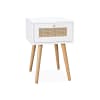 Table de chevet blanche effet bois / cannage 1 tiroir