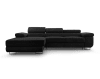Canapé d'angle gauche convertible 6 places en velours côtelé noir