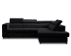 Canapé d'angle droit convertible 5 places en tissu noir