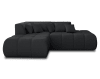 Canapé modulable 4 places angle gauche en tissu noir