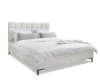 Bett mit Kopfteil aus Chenille-Stoff, 140cmx200cm, Beige