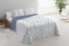 Colcha primavera verano + fundas cojines azul cama de 135cm 235x260cm