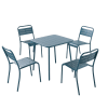 Ensemble table + chaise en acier bleu 4 places