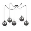 Lámpara colgante con cables ajustables hasta 200cm y 5 esferas grafito