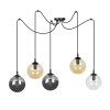 Lámpara colgante con cables ajustables hasta 200cm y 5 esferas