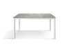 Tavolo legno finitura grigio, struttura in metallo bianco 110x68