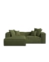 Sofá chaise longue izquierdo verde bouclé 264 x 190 cm