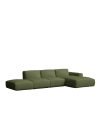 Sofá chaise longue derecho verde bouclé 399 x 195 cm