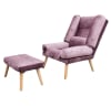 Ohrensessel mit Hocker, Rosa