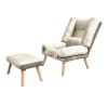 Ohrensessel mit Hocker, Beige