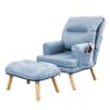 Ohrensessel mit Hocker, Blau