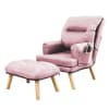 Ohrensessel mit Hocker, Rosa