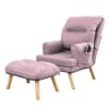 Ohrensessel mit Hocker, Rosa