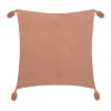 Coussin en gaze de coton brodé vieux rose 40x40 cm